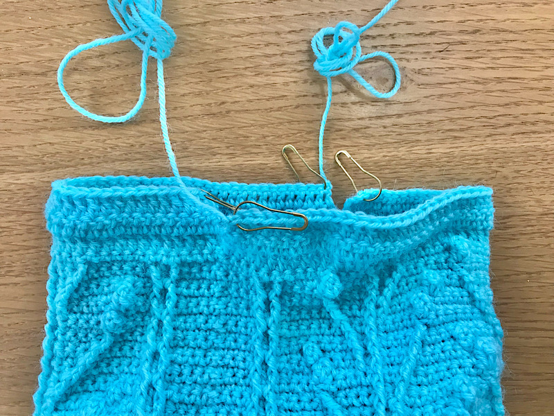 ニット巾着　長編み編み足し　ボツ
