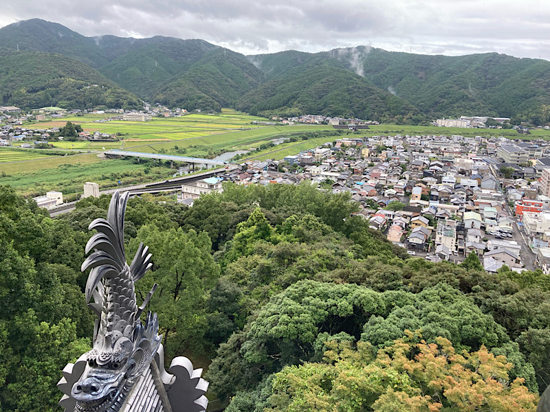 スタントマン旅行2日目 四万十市郷土博物館 展望台からの景色① 左下にしゃちほこ